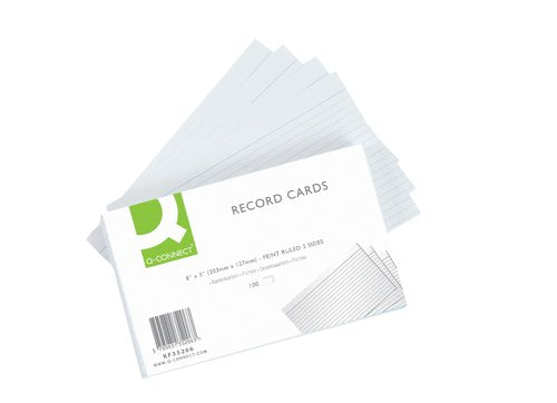 Q-Connect Record Card 203x127mm Ruled Feint White (100 Pack) KF35206