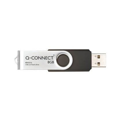 Q-Connect USB 2.0 Swivel 8GB Flash Drive Silver/Black KF41512