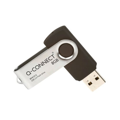 Q-Connect USB 2.0 Swivel 8GB Flash Drive Silver/Black KF41512