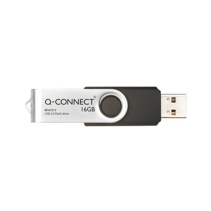 Q-Connect USB 2.0 Swivel 16GB Flash Drive Silver/Black KF41513