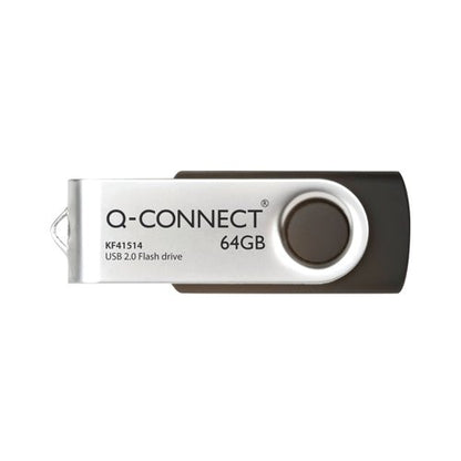 Q-Connect USB 2.0 Swivel 64GB Flash Drive Silver/Black KF41514