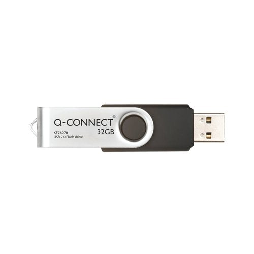 Q-Connect USB 2.0 Swivel 32GB Flash Drive Silver/Black KF76970