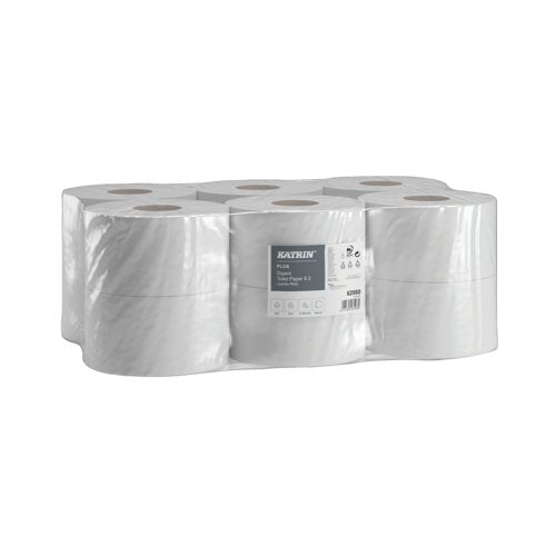 Katrin Gigant Toilet Roll 2-Ply 60mm Core Refill (Pack of 12) 62080