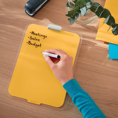 Leitz Cosy Glass Drywipe Desktop Easel Whiteboard Warm Yellow 39470019