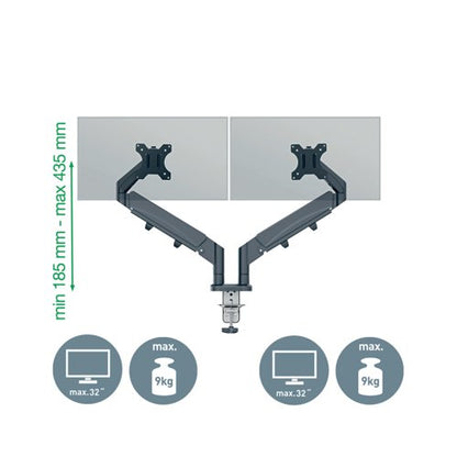 Leitz Ergo Dual Monitor Arm Dark Grey 65370089