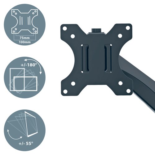 Leitz Ergo Dual Monitor and Laptop Arm Dark Grey 65380089