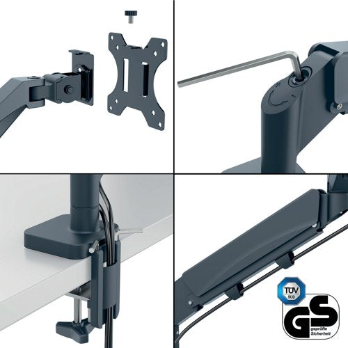 Leitz Ergo Dual Monitor and Laptop Arm Dark Grey 65380089