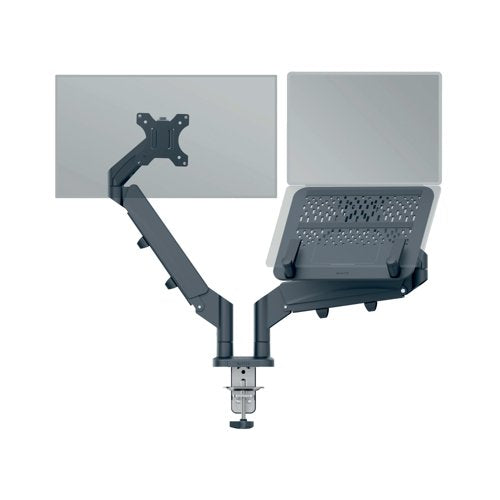 Leitz Ergo Dual Monitor and Laptop Arm Dark Grey 65380089