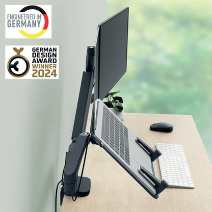 Leitz Ergo Dual Monitor and Laptop Arm Dark Grey 65380089
