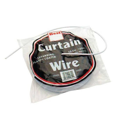 30m White Plastic Coated Curtain Wire Hanging Cord Cable Hook Hanging