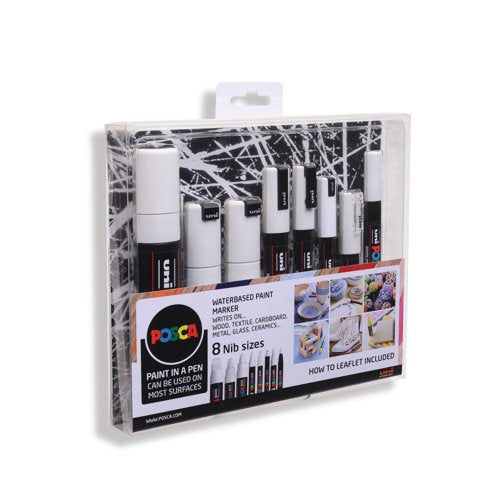 Posca Uni Posca Paint Marker Set 8 Nib Sizes White (Pack of 8) 153544531
