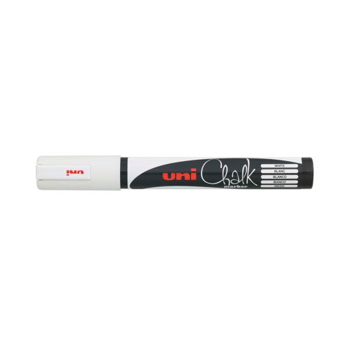 Uni-Ball UniChalk PWE5M Glass Marker Bullet Tip White (Pack of 6) 264614000