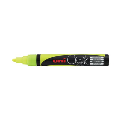 Uni-Ball UniChalk PWE5M Glass Marker Bullet Tip Fluorescent Yellow (Pack of 6) 264622000