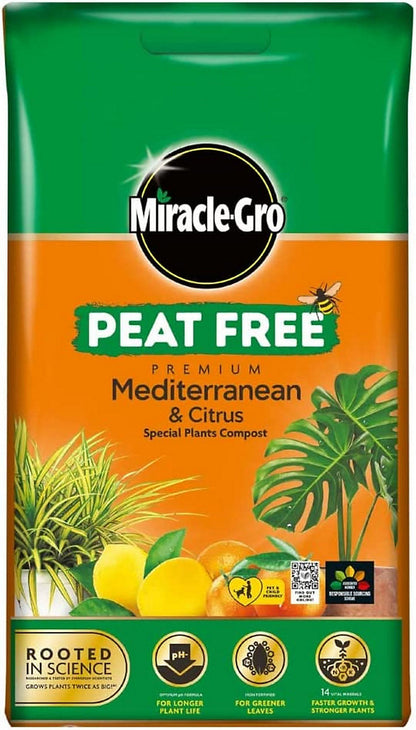 Miracle-Gro Peat-Free Premium Mediterranean & Citrus Plant Compost, 10L