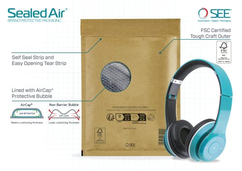 Sealed Air Bubble Lined Postal Bag Gold 240x330mm MLG G4 (Pack of 50) 103027406