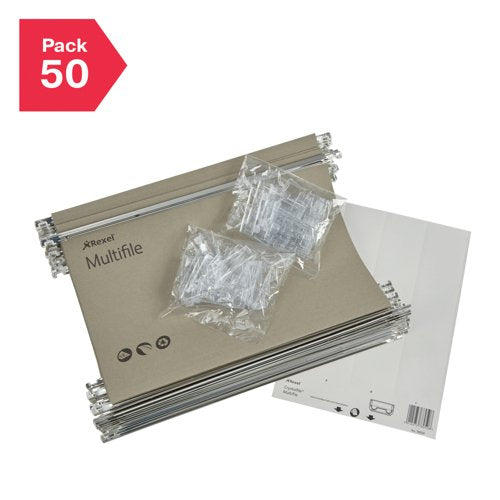 Rexel Multifile Suspension File V Base 15mm Foolscap Green (Pack of 50) 78008