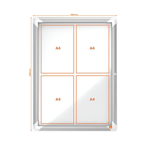 Nobo Premium Plus Outdoor Magnetic Lockable Notice Board 494x667x45mm 4xA4 1902577