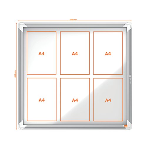 Nobo Premium Plus Outdoor Magnetic Lockable Notice Board 708x667x43mm 6xA4 1902578
