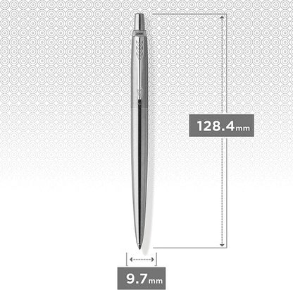 Parker Jotter Ballpoint Pen Medium Steel with Chrome Trim Blue 1953170