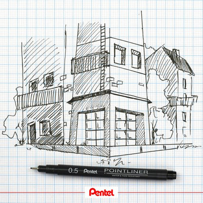 Pentel Pointliner Assorted Sizes Black (Pack of 5) YS20P/5-A