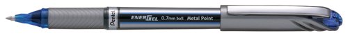 Pentel EnerGel + Metal Tip Rollerball Pen 0.7mm Blue (Pack of 12) BL27-C