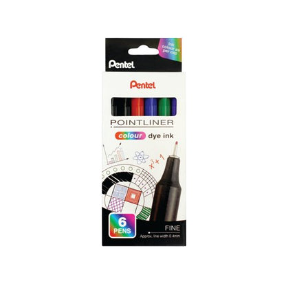 Pentel S40 Pointliners Assorted Colours (Pack of 6) S40-6