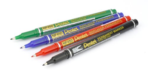 Pentel Permanent Marker Fine Assorted (Pack of 4) YNF450/4-M