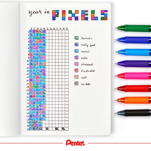 Pentel EnerGel Retractable Pen Medium Assorted (Pack of 9) YBL107/9-MIX