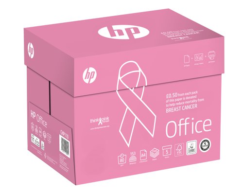 HP Office Pink Wrap Ream White Paper A4 80gsm Box of 5 reams