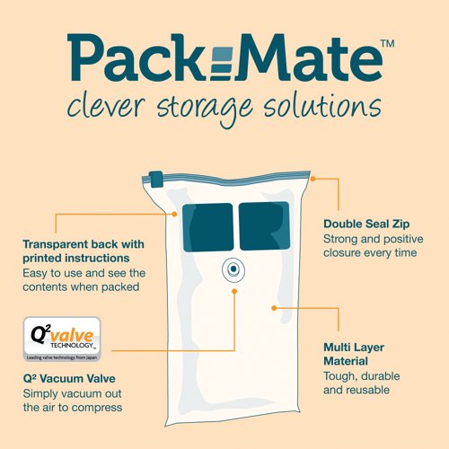 Packmate Medium Flat Vacuum Storage Bags (Pack of 2) C40426-GRE