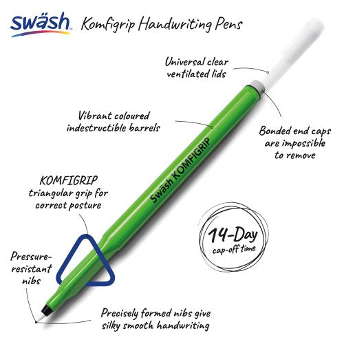 Swash KOMFIGRIP Handwriting Pen Black (Pack of 300) THW300BK