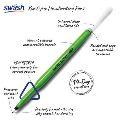 Swash KOMFIGRIP Handwriting Pen Black (Pack of 300) THW300BK