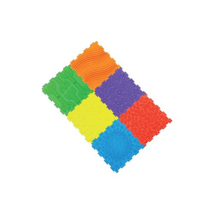 Massage Puzzle Textured Floor Tiles Indoor/Outdoor Use Assorted Bright Colours (Pack of 6) TEXMP6-BR