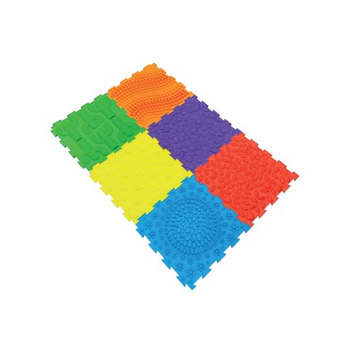 Massage Puzzle Textured Floor Tiles Indoor/Outdoor Use Assorted Bright Colours (Pack of 6) TEXMP6-BR
