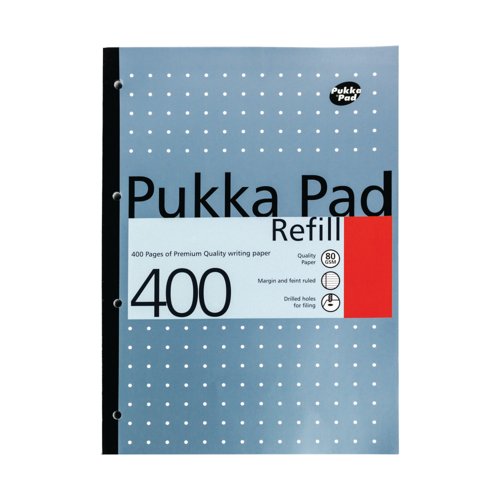 Pukka Pad Ruled Metallic Four-Hole Refill Pad Side Bound 400 Pages A4 (5 Pack) REF400