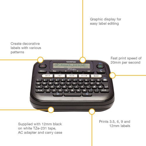 Brother P-Touch PT-D210VP Desktop Label Printer Black PTD210VPZU1