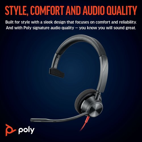 Poly Blackwire 3310 Monaural MS USB-C/A Headset 8X216AA