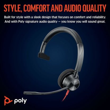 Poly Blackwire 3310 Monaural MS USB-C/A Headset 8X216AA