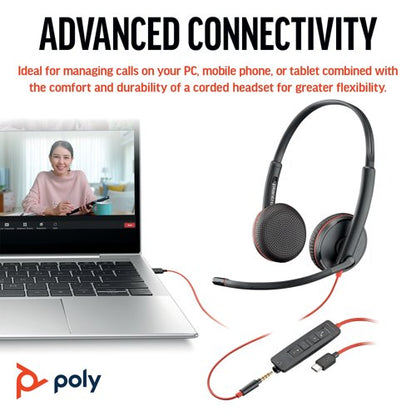 Poly Blackwire 3225 Stereo UC USB-C/A +3.5mm Headset Bulk 8X229A6