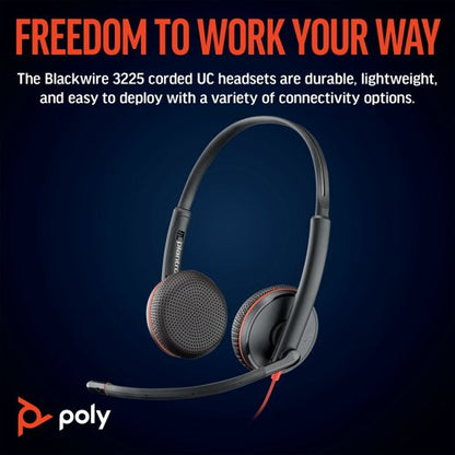 Poly Blackwire 3225 Stereo UC USB-C/A +3.5mm Headset Bulk 8X229A6
