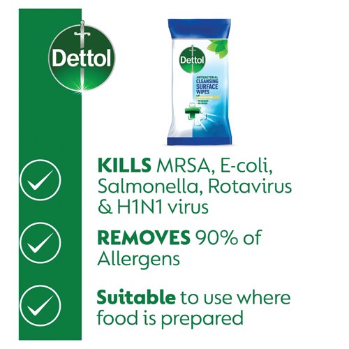 Dettol Antibacterial Cleansing Surface Wipes x126 Pack of 6 GB-YAF