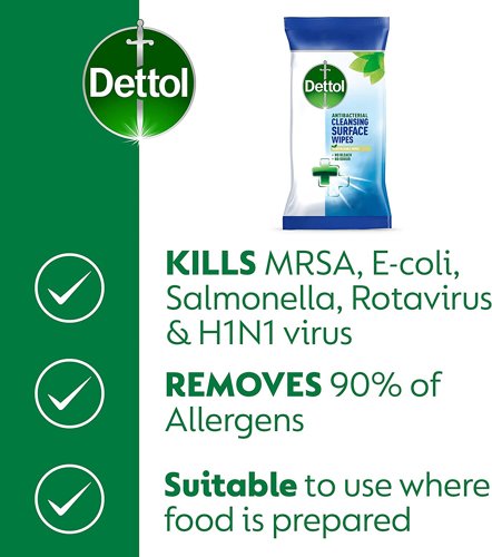 Dettol Antibacterial Cleansing Surface Wipes x126 Pack of 6 GB-YAF