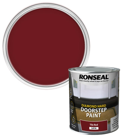 Ronseal Doorstop Paint Tile red Satin Doorstep Paint, 750ml