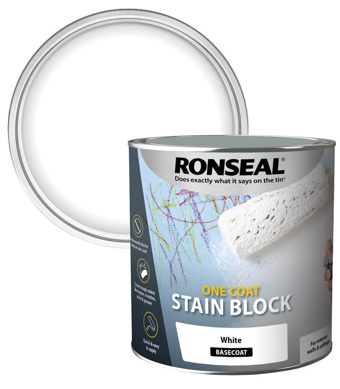 Ronseal One Coat 2.5L Stain Block - White