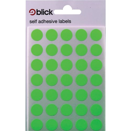 Blick Fluorescent Labels in Bags Round 13mm Dia 140 Per Bag Green (Pack of 2800) RS004158