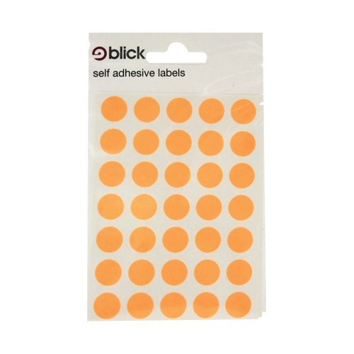 Blick Fluorescent Labels in Bags Round 13mm Dia 140 Per Bag Orange (Pack of 2800) RS004356