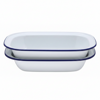 Falcon Enamel Oblong Pie Dish | &nbsp;Blue and White | 26cm