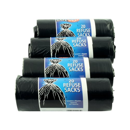 Refuse Sack 92 Litre Black (80 Pack) Black 0446