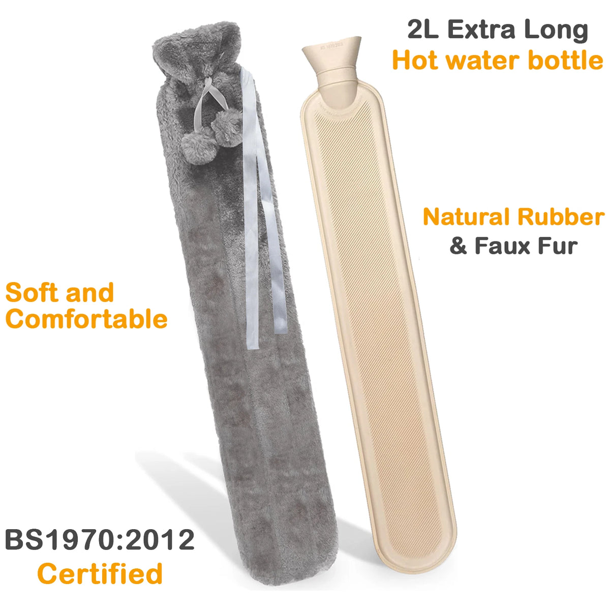 Life Long Hot Water Bottle Furry Cover 2L Assorted Colours