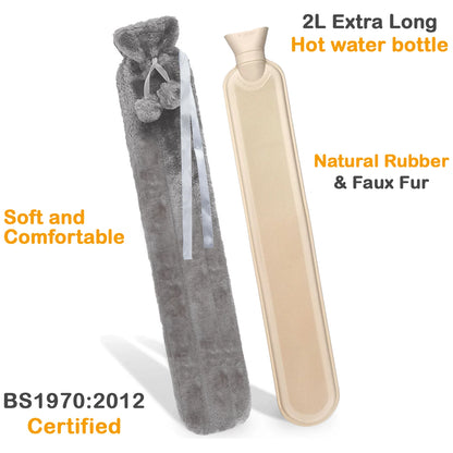 Life Long Hot Water Bottle Furry Cover 2L Assorted Colours